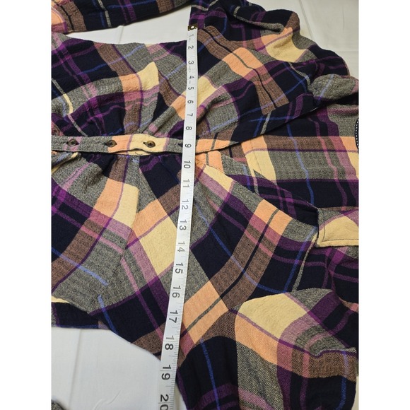 Pilcro Anthropologie Plaid Button-Down Shirt Ruched Front Long Sleeve Medium - Picture 3 of 8
